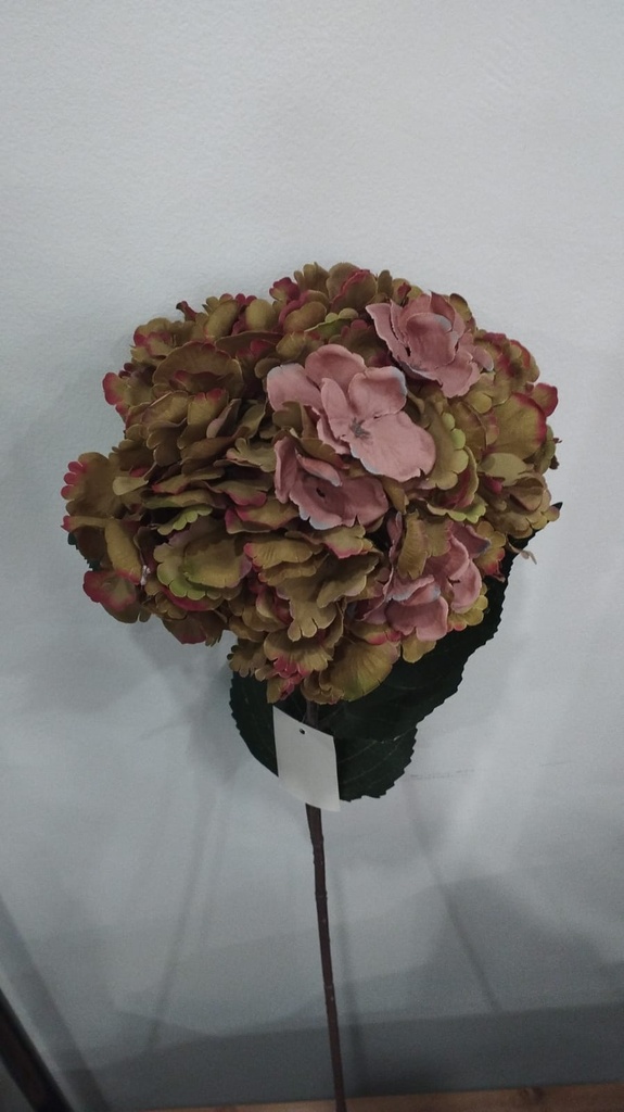 FLOR HORTENSIA VERDE/ROSA POLIESTER