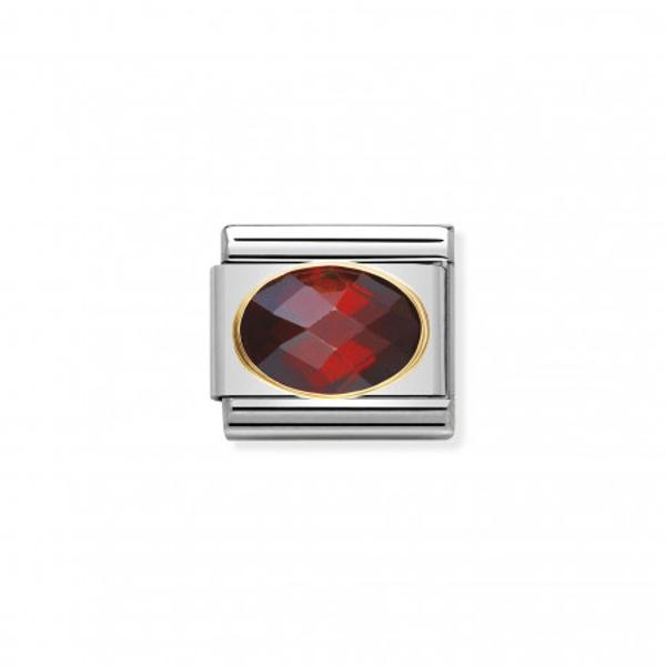 ESLABON ACERO ORO ZIRC.ROJA